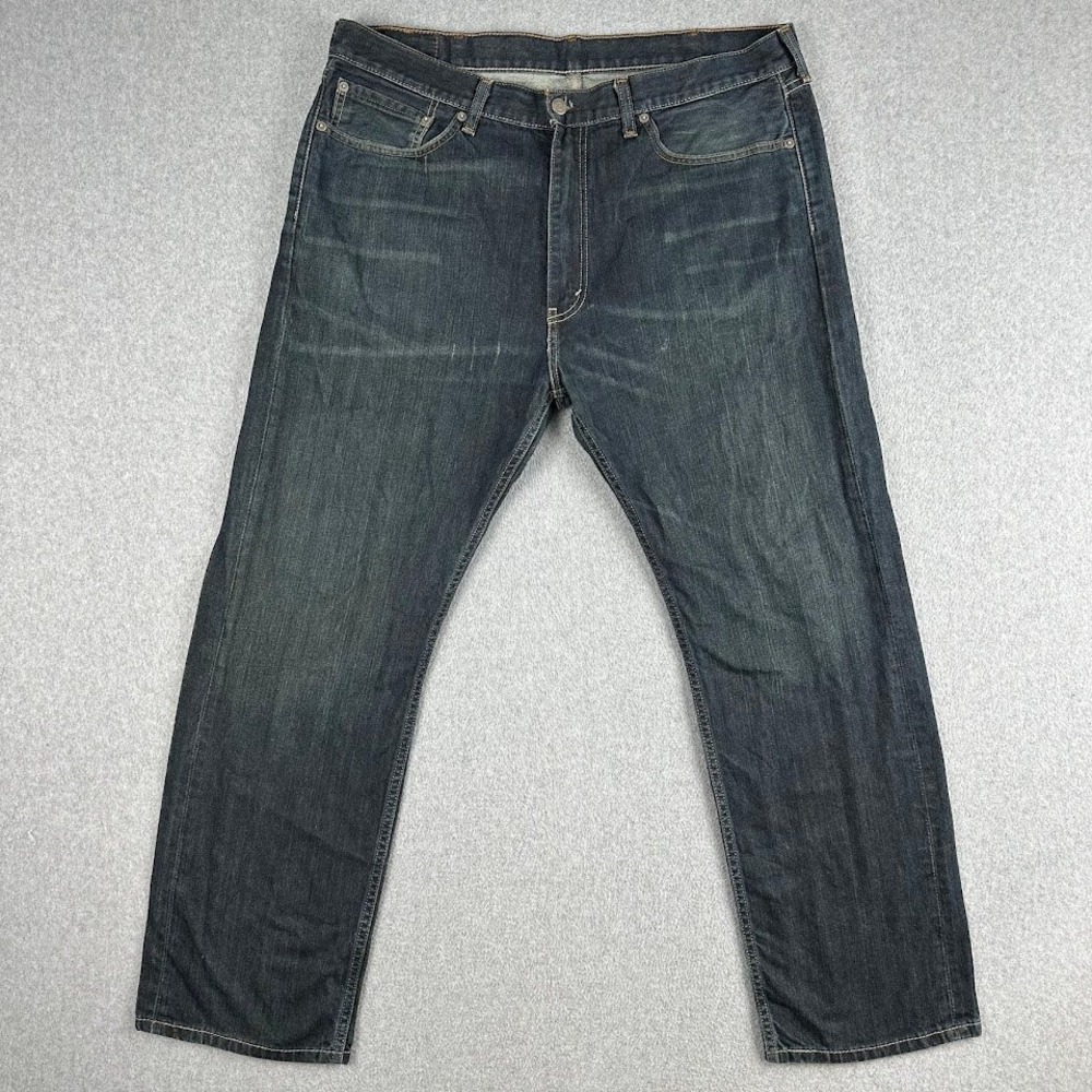 Levi 505 Jeans Mens 38x30 Dark Wash Straight Leg Denim Whiskering Rodeo Classic